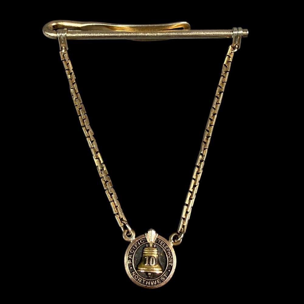 cTo Vintage Pacific Telephone Northwest 10 Year Tie Clip Chain 1/10 10K 1/20 12K